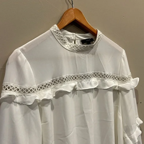 JCREW white ruffle blouse size 14 - Picture 2 of 5